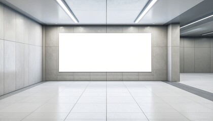 Blank billboard modern subway station interior