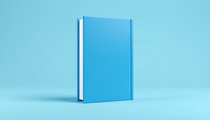 Blue hardcover book mockup on blue background