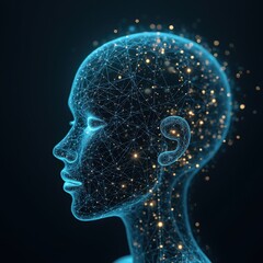 Obraz premium Abstract neural network visualization with glowing interconnected nodes