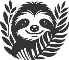 Vector art drawing silhouette of a sloth animal
