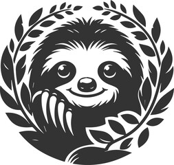Vector art drawing silhouette of a sloth animal