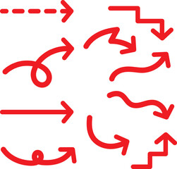 色々な矢印のイラスト赤