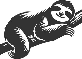 Vector art drawing silhouette of a sloth animal