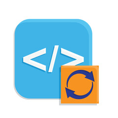 Adobe Illustrator ArtworkOptimization icon. IT Infrastructure Optimization. Programming code with automated flow. Symbol for Process, productivity. Simple 3d design style