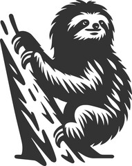 Vector art drawing silhouette of a sloth animal