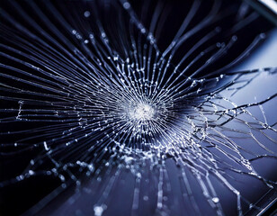 Obraz premium Cracked smartphone screen with visible pixels, macro tech failure 