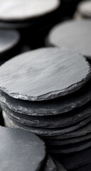Stacked Slate Coasters with Closeup.