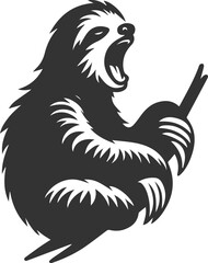 Vector art drawing silhouette of a sloth animal