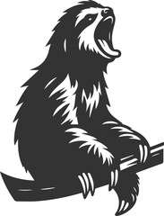 Vector art drawing silhouette of a sloth animal