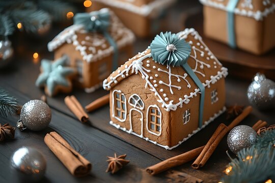 Festive gingerbread houses christmas decor sweet treats