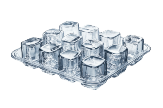 Cooling off on a hot day with refreshing ice cubes perfect for summer drinks in a transparent on transparent background