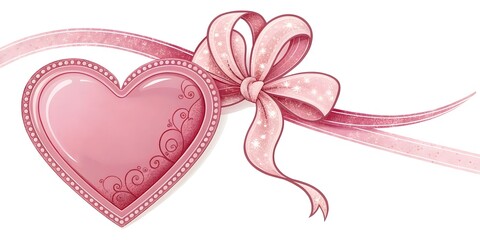 Pink Ribbon Bow with Heart-Shaped Tag