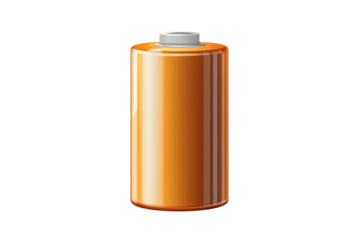 Unleash hidden potential with this vibrant orange battery powering your devices with on transparent background