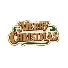 Merry christmas text isolated on white background for holiday decoration and greeting cards.