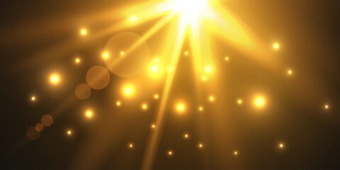 Light effect of light with sun glare. Dynamic movement of rays. Vector illustration.