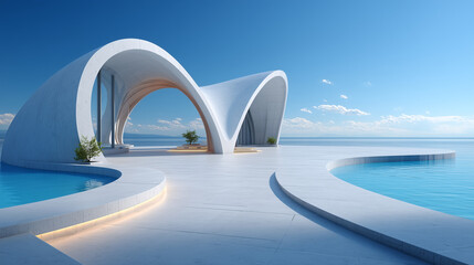 Modern Coastal Architecture with City View