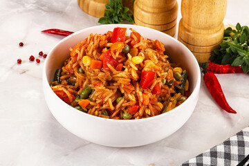 Mexican spicy rice with vegetables