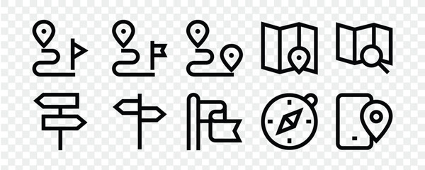 Navigation. location, GPS  set icon symbol outline, vector eps 10