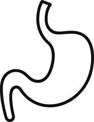 black stomach vector outline icon on white or transparent background