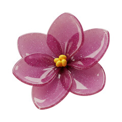 Fototapeta premium 3D African Violet Flower with Glittery Petals and Yellow Center