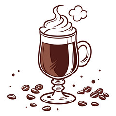 Irish Coffee Glass – Classic Tall Mug Vector Icon

