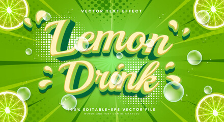 Lemon drink 3d editable text effect template Suitable for modern style