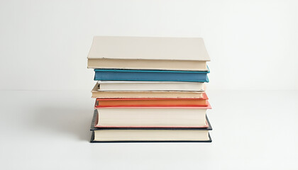 Stack of albums, a stack of diaries with handmade solid fabric covers of different colors.