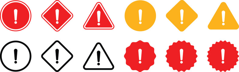 Danger sign collection. Warning and attention icon. Caution warning sign. Warning Dangerous attention icon set. Exclamation danger sign