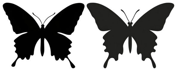 PNG Silhouette butterfly vector art, element set on transparent background