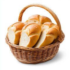Freshly baked rolls in a traditional woven basket, perfect for any meal or gathering.