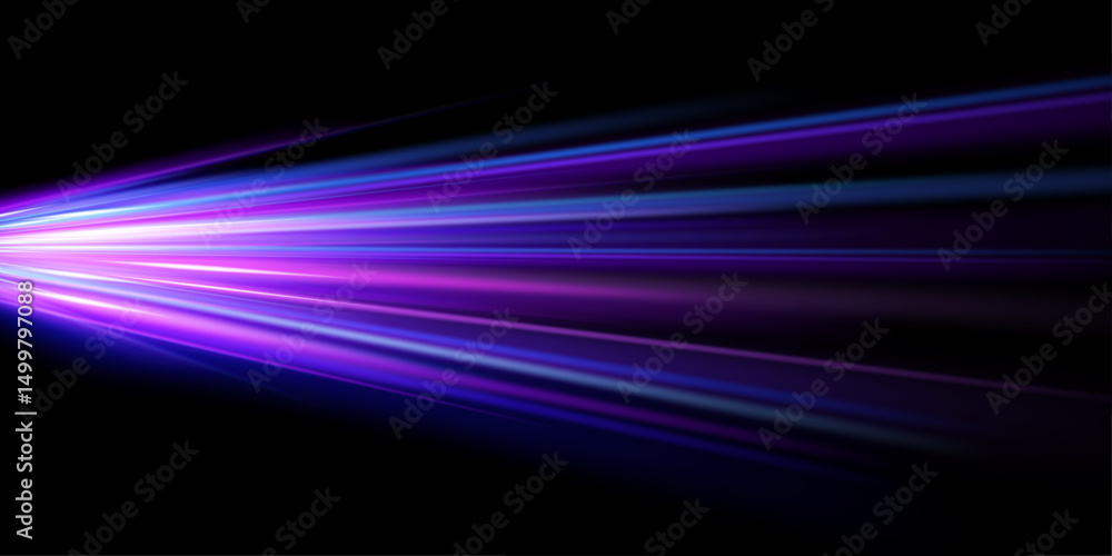 Poster neon glowing lines and dynamic light trails create a visual representation of high-speed internet co