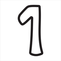 Bold Number One Design Illustration vector icon