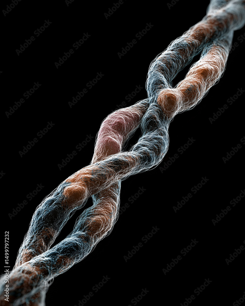 Poster telomere chromosome end. dna sequence genetics. cell aging medical science. genetic code research. c