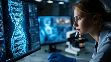 Telomere chromosome end. DNA sequence genetics. Cell aging medical science. Genetic code research. Cell division longevity. Scientific study of genetics using technology