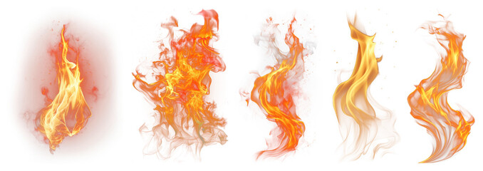 PNG Vibrant abstract fire flames, element set on transparent background