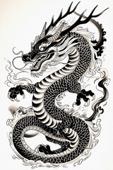 black dragon on white background