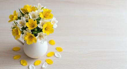 Vibrant floral arrangement indoor setting still life photography bright and cheerful close-up view nature's beauty captured
