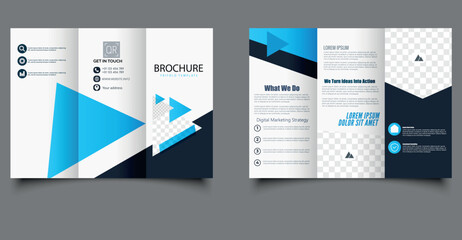 Corporate trifold brochure template. Ideal for business, presentations, advertising