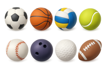 3d set of sports ball icons in realistic style for games and activities