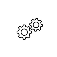 Fototapeta premium Gears icon depicting interlocking machinery components in a minimalist design representing mechanics