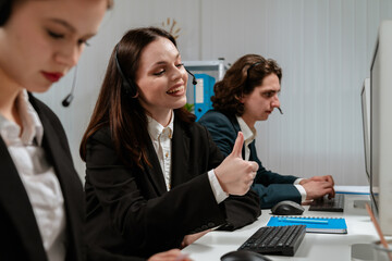 Confident Call Center Team Providing Excellent Customer Support