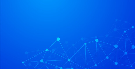 Futuristic Blue Digital Network Connection Background. Vector Illustration. Technology Banner. Wallpaper