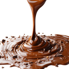 Realistic drops of chocolate flowing down on a transparent background. 