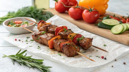 shish kebab on skewers