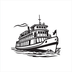 Obraz premium Ferry Silhouette Vector Clipart