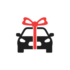 Gift Car with Red Bow Vector Icon