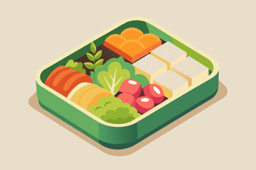 Delicious and Healthy Bento Box with Assorted Foods