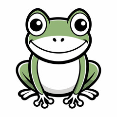 Fototapeta premium Happy Cartoon Frog Illustration Sitting Smiling
