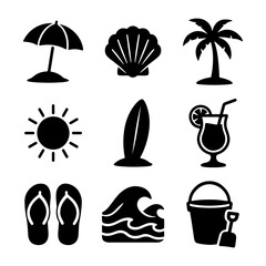 set of summer icons