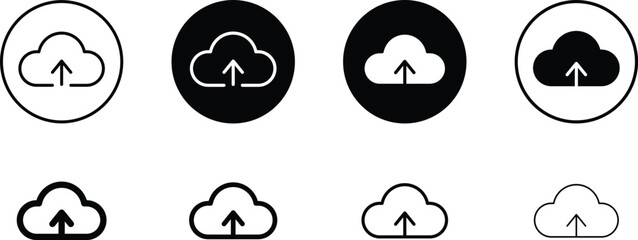 Minimalist Black & White Cloud Upload Symbol – Flat Design